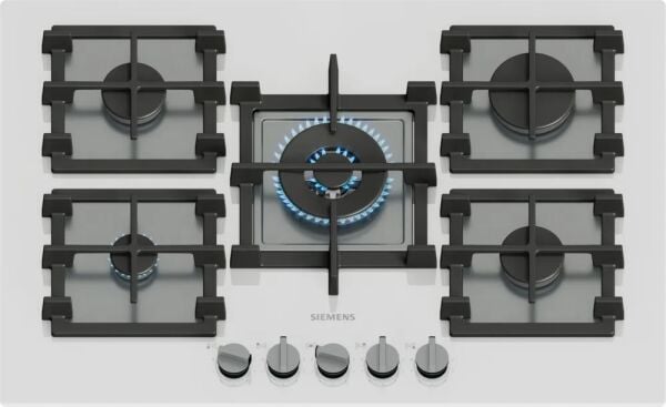 Siemens iQ500 Gazlı Ocak 75 cm Sert cam, Beyaz