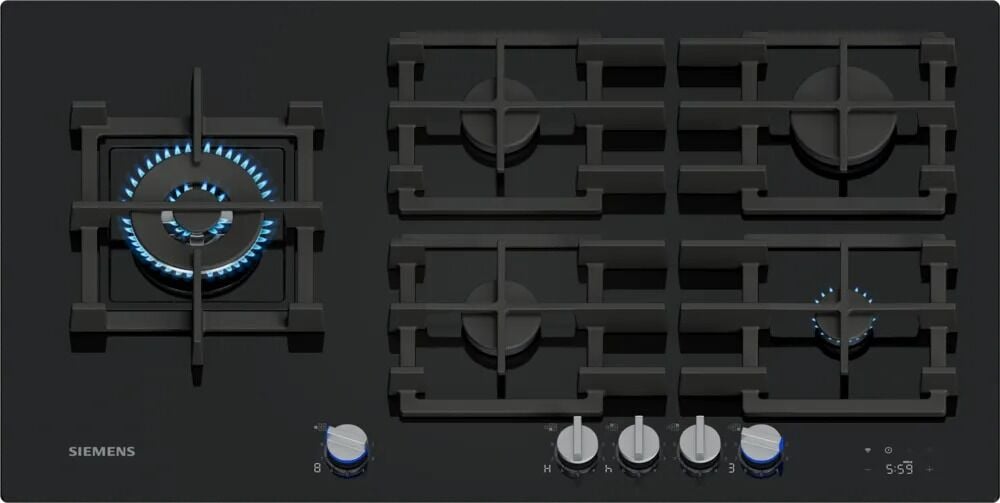 Siemens iQ700 Gazlı Ocak 90 cm Sert cam, Siyah
