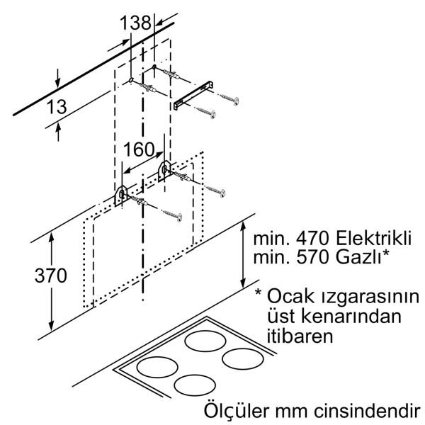 Siemens LC68KAK60T Eğimli Duvar Tipi Davlumbaz
