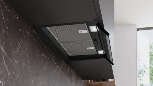 Siemens LJ65BCC60 iQ300 Tam entegre davlumbaz 60 cm Cam dekor, Mat siyah - görsel 5