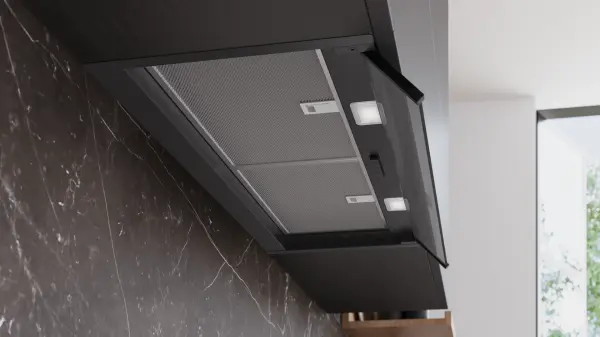 Siemens LJ85BCC60 iQ300 Tam entegre davlumbaz 80 cm Cam dekor, Mat siyah - görsel 5