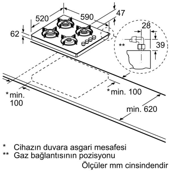 Siemens EB0C5PB82O iQ100 Set Üstü Gazlı Ocak