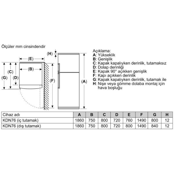 Siemens KD76NXWF0N iQ300 Üstten Donduruculu Buzdolabı