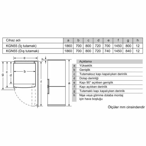 Siemens KG55NCIE0N iQ300 Alttan Donduruculu Buzdolabı