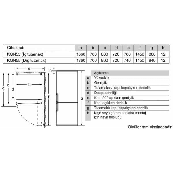 Siemens KG55NVIF0N iQ300 Alttan Donduruculu Buzdolabı