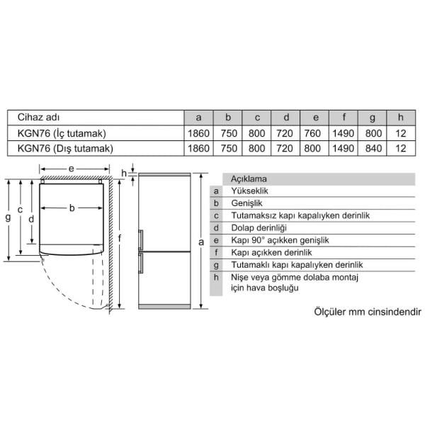 Siemens KG76NCIE0N iQ500 Alttan Donduruculu Buzdolabı