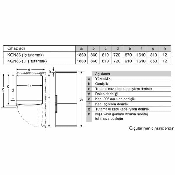 Siemens KG86NVWE0N iQ500 Alttan Donduruculu Buzdolabı
