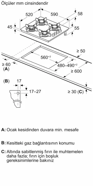 Siemens EO6C6PB11O Gazlı Ankastre Ocak - görsel 2