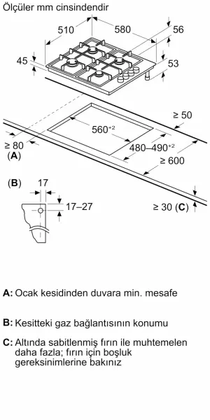 Siemens EB6C5PB82O iQ100 Gazlı Ocak - görsel 2