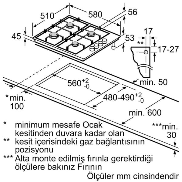 Siemens EB6C5PB82O iQ100 Gazlı Ocak
