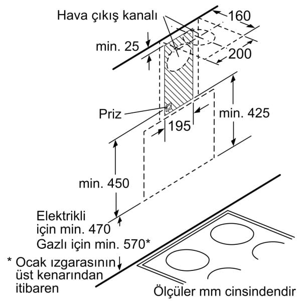 Profilo DVE6G560 Duvar Tipi Davlumbaz