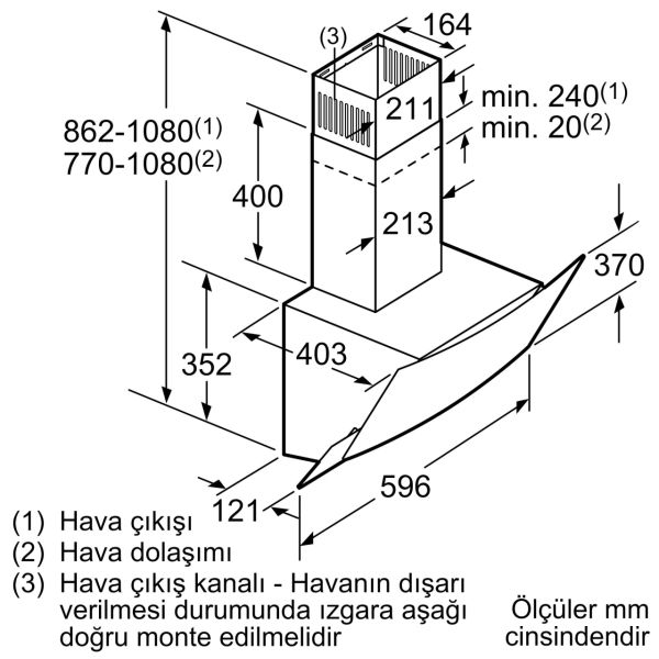 Profilo DVE6G560 Duvar Tipi Davlumbaz
