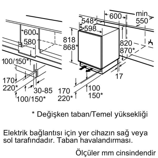 Siemens KU15RAFF0 iQ500 Tezgah Altı Ankastre Soğutucu