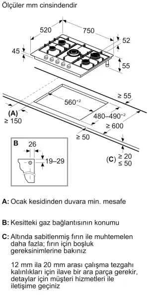 Siemens EC7A5RI90 iQ500 Gazlı Ocak 75 cm Paslanmaz çelik - görsel 6