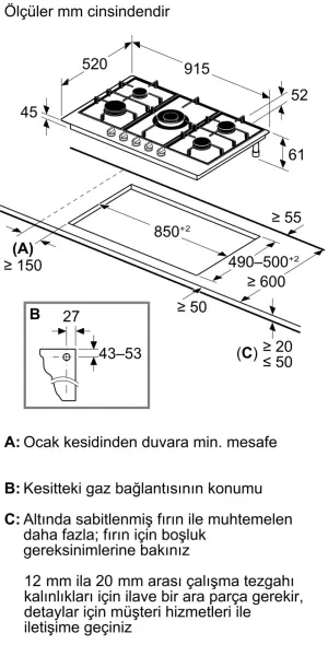 Siemens EC9A5RI90 iQ500 Gazlı Ocak 90 cm Paslanmaz çelik - görsel 2
