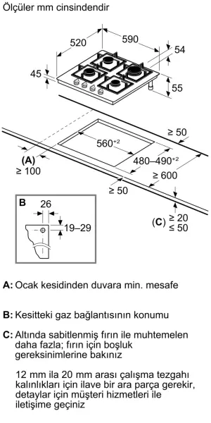 Siemens EP6A6PI40O iQ500 Gazlı Ocak 60 cm Sert cam, Siyah - görsel 7