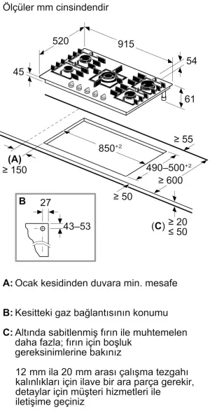 Siemens EP9A6QI40 iQ500 Gazlı Ocak 90 cm Sert cam, Siyah - görsel 6