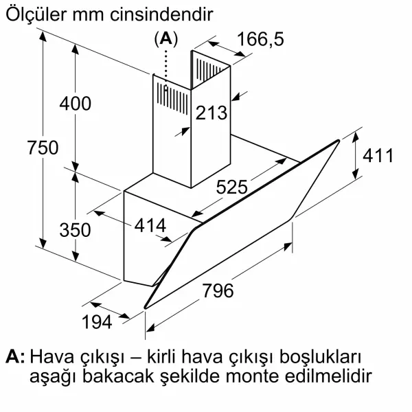Profilo DVK8J669 Duvar Tipi Davlumbaz 80 cm Siyah Cam, Siyah - görsel 6