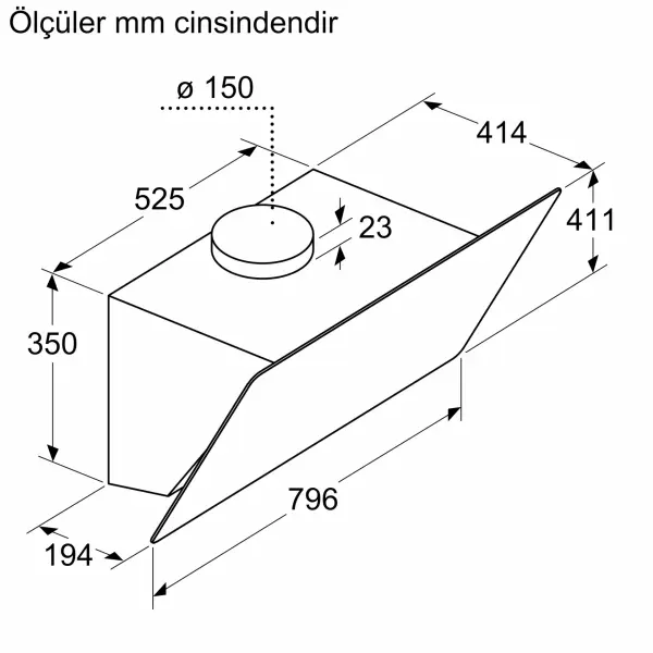 Profilo DVK8J669 Duvar Tipi Davlumbaz 80 cm Siyah Cam, Siyah - görsel 7