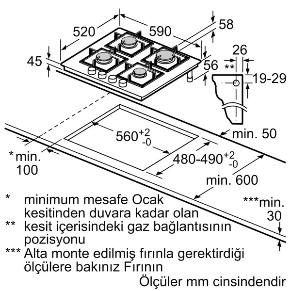 Siemens iQ300 Gazlı Ocak 60 cm Sert cam, Titanium gri - görsel 6