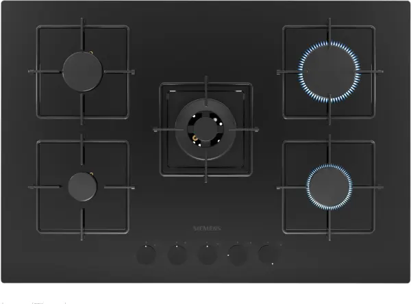 Siemens iQ300 Gazlı Ocak 75 cm Sert cam, Siyah