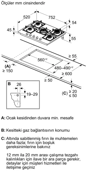Siemens iQ300 Gazlı Ocak 75 cm Sert cam, Siyah - görsel 6