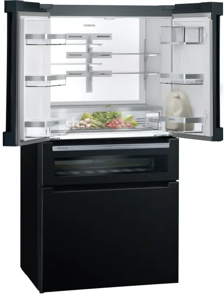 Siemens iQ700 French Door Bottom Mount Refrigerator, Glass door 183 x 90.5 cm Siyah - görsel 2
