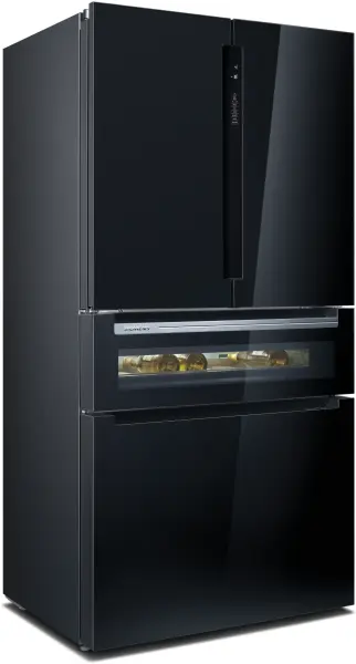 Siemens iQ700 French Door Bottom Mount Refrigerator, Glass door 183 x 90.5 cm Siyah