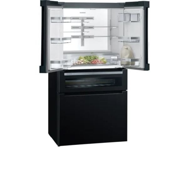 Siemens iQ700 French Door Bottom Mount Refrigerator, Glass door 183 x 90.5 cm Siyah