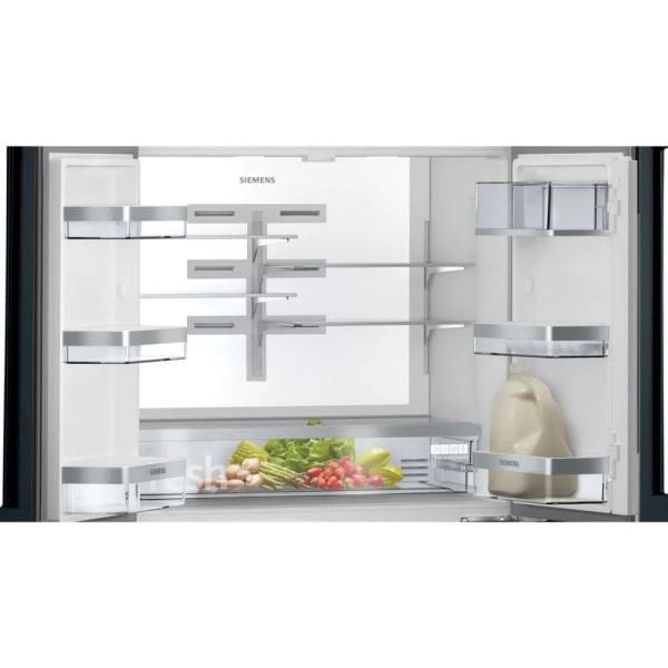 Siemens iQ700 French Door Bottom Mount Refrigerator, Glass door 183 x 90.5 cm Siyah