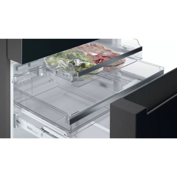 Siemens iQ700 French Door Bottom Mount Refrigerator, Glass door 183 x 90.5 cm Siyah