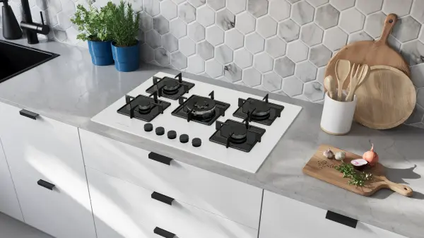 Profilo ON28Q2P11D Gazlı Ocak 75 cm Sert cam, Beyaz - görsel 3