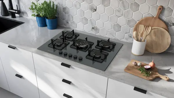 Profilo ON28Q9P11D Gazlı Ocak 75 cm Sert cam, - görsel 3