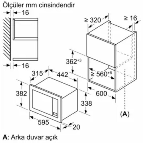 Profilo FRIAT8AS Ankastre Mikrodalga Siyah