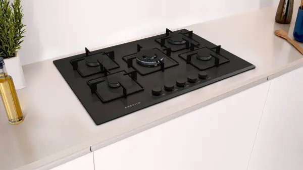 Profilo ON28Q6P10D Gazlı Ocak 75 cm Sert cam, Siyah - görsel 4