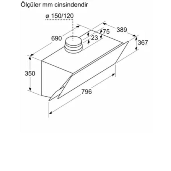 Profilo DVK8J621 Duvar Tipi Davlumbaz 80 cm Beyaz