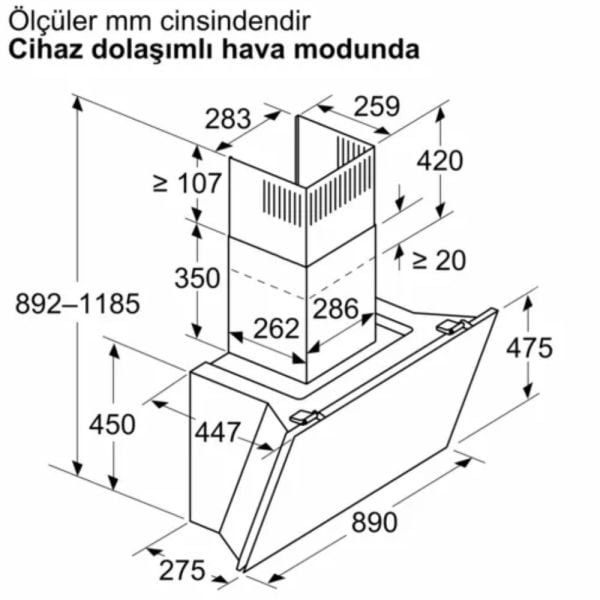 Siemens LC91KLT60 iQ700 Duvar Tipi Davlumbaz 90 cm Siyah Cam