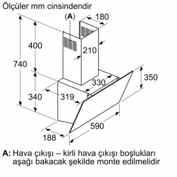 Siemens LC63KPJ20T iQ100 Duvar Tipi Davlumbaz Beyaz Cam Yüzey