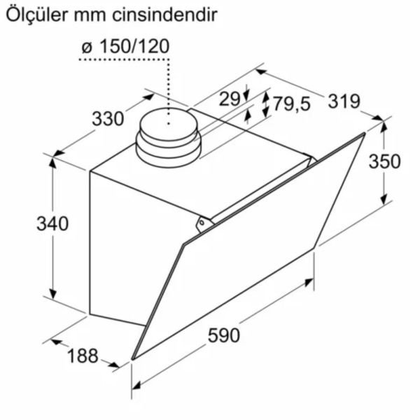 Siemens LC63KPJ61T iQ100 Duvar Tipi Davlumbaz Siyah Cam