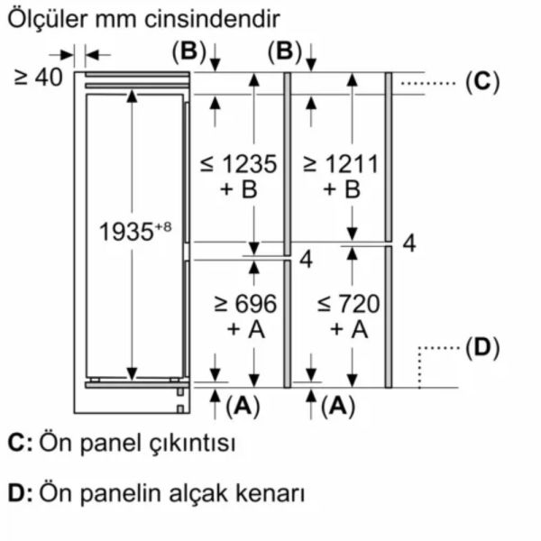 Siemens KB96NADD0 iQ500 Alttan Donduruculu Ankastre Buzdolabı