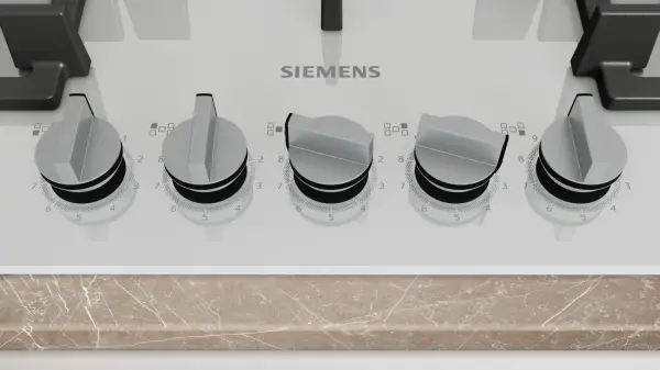 Siemens iQ500 Gazlı Ocak 75 cm Sert cam, Beyaz - görsel 2