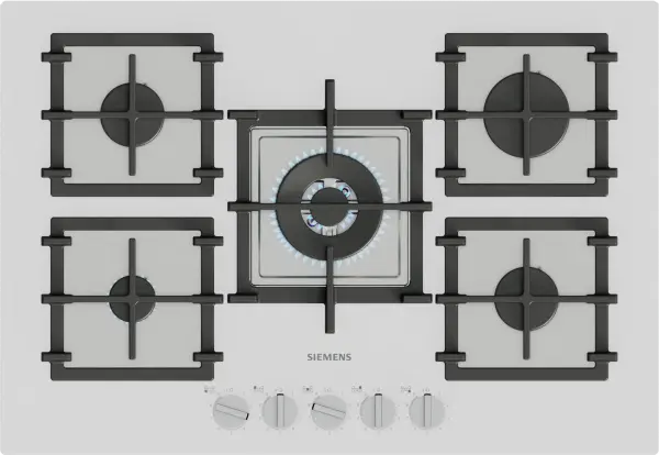 Siemens iQ500 Gazlı Ocak 75 cm Sert cam, Beyaz