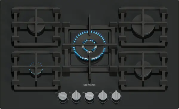 Siemens iQ500 Gazlı Ocak 75 cm Sert cam, Siyah
